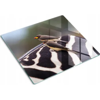 Obraz Kuchyňská Multifunkční Dekorativní Skleněná Deska Ptáci a zebry 60x52 cm