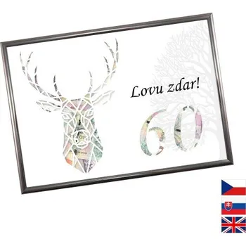 Žertovný předmět Rámeček na darování peněz - Myslivec, lovu zdar, Nápis česky, Rámeček 914 - antracitová