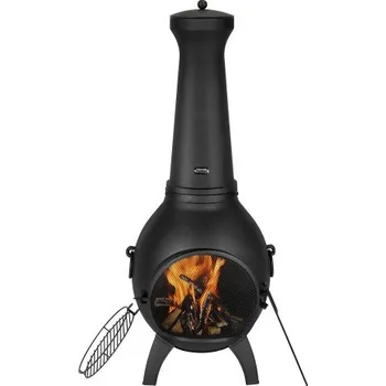 VEVOR Chiminea, venkovní ohniště na dřevo o průměru 18 palců, kulovitý krb pro grilování a ohřev, venkovní dřevěné ohniště s mřížkou, komínovým pláštěm a nerezovým víkem Chiminea, na terasu, zahradu, dvůr