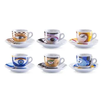 ZELLER Sada šálků s podšálkem 6ks porcelán, motiv Magické oči 50ml