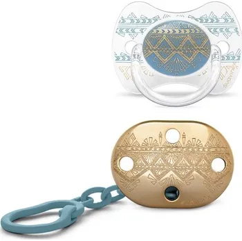 dudlíky SUAVINEX | ŠIDÍTKO + KLIP PREMIUM COUTURE - SVĚTLE MODRÝ