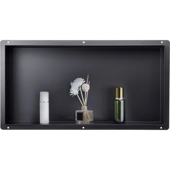 Koupelnový nábytek Sprchový výklenek VEVOR, 33,0 x 63,5 x 10,2 cm, bezrámový zapuštěný nástěnný výklenek, odolný moderní organizér na šampon z nerezové oceli, utěsněný, vodotěsný, odolný a snadno se instaluje, černý, do koupelny