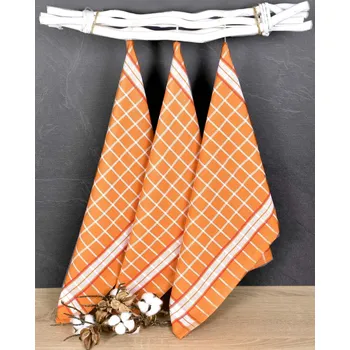 Utěrka Kuchyňské utěrky EGYPTSKÁ BAVLNA PERLA ORANGE, oranžová kostka, 3 kusy, 50x70cm