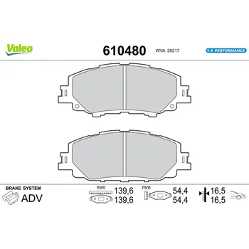 Brzdová destička Sada brzdových destiček, kotoučová brzda VALEO 610480