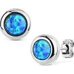 OPN1315-OP05 Ocelové náušnice s modrými opály