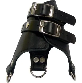 BON BDSM Leather Parachute, černý kožený padáček na varlata