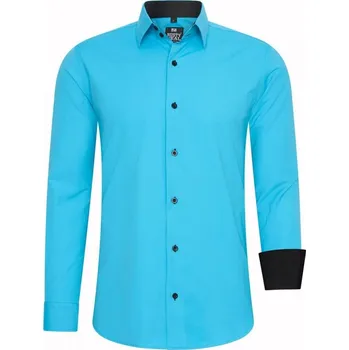 Pánská košile RUSTY NEAL košile pánská R-44 dlouhý rukáv slim fit M tyrkysová