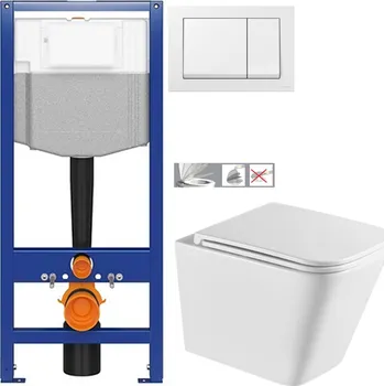 Klozet CERSANIT předstěnový instalační systém s bílym tlačítkem K97-516 + WC INVENA FLORINA WITH SOFT, včetně soft/close sedátka K97-526 516 FL1