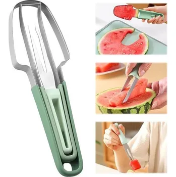 Kráječ na chleba GreenYeah 3v1 vidlička na krájení melounu, kráječ melounu, nerezový kráječ melounu, vidlička na
