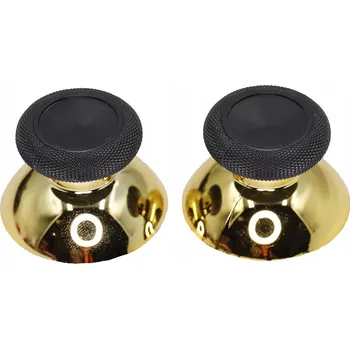 Herní konzole SADA 2X KRYTKA / ČEPICE NA ANALOGOVOU PÁČKU PRO OVLADAČ XBOX ONE XS SERIES XS ZLATÁ CHROMOVÁ