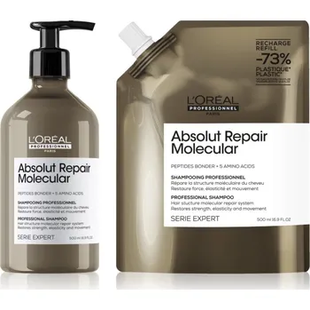Kosmetická sada L’Oréal Professionnel Serie Expert L’Oréal Professionnel Serie Expert Absolut Repair Molecular posilující šampon pro poškozené vlasy 500 ml + L’Oréal Professionnel Serie Expert Absolut Repair Molecular posilující šampon pro poškozené vlasy 500 ml kosmetic