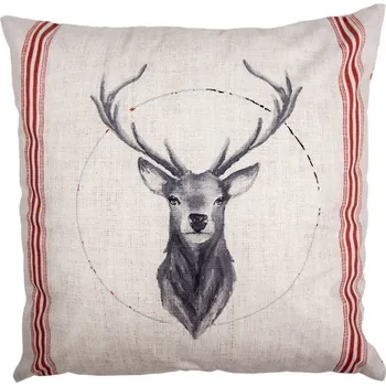 Povlak na dekorativní polštářek Béžový povlak na polštář s jelenem Christmas Deer - 45*45 cm