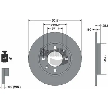 Brzdový kotouč Brzdový kotouč BENDIX Braking BDS1103
