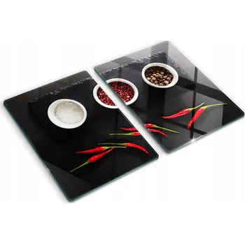 Obraz Dekorativní Skleněné Desky na Krájení a Servírování Koření a Chilli 2x40x52 cm