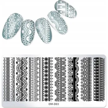 Přípravek na nehty Šablona / Destička na nehty pro zdobení nehtů OM-D03