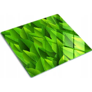Obraz Kuchyňská Multifunkční Dekorativní Deska Tvrzené Sklo Zelené Listy 60x52 cm
