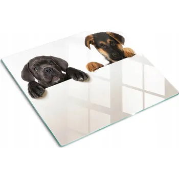 Obraz Odolná a stylová kuchyňská skleněná deska s motivem Tři štěňata 60x52 cm