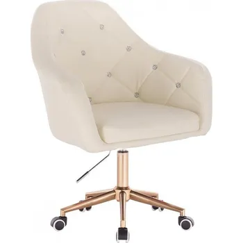 LuxuryForm DESIGN Kosmetické křeslo ROMA na zlaté podstavě s kolečky - krémové