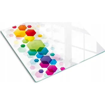 Obraz Dekorativní Skleněná Kuchyňská Deska na Krájení Barevné kostky 60x52 cm