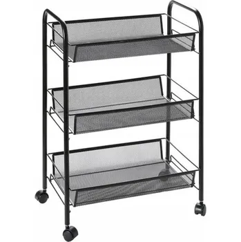 regál KUCHYŇSKÁ / KOUPELNOVÁ SKŘÍŇKA NA KOLEČKÁCH ČERNÁ REGÁL 3 POLICE