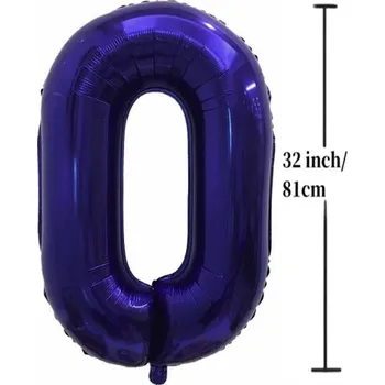 Balónek Fóliový Balónek ČÍSLICE 0 Narozeniny Oslava Party Tmavě Modrý 81 cm (32 palců)