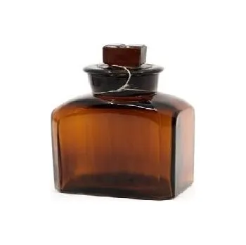 Láhev skleněná hranatá nízká s broušeným hrdlem 50ml HNĚDÁ