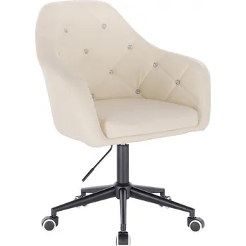 LuxuryForm DESIGN Kosmetické křeslo ROMA na černé podstavě s kolečky - krémové