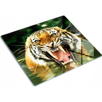 Obraz Multifunkční Dekorační Skleněná Deska do Kuchyně Řvoucí tygr 60x52 cm