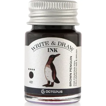 Octopus voděodolný inkoust na malování i psaní, hnědý tučňák Objem: 10 ml