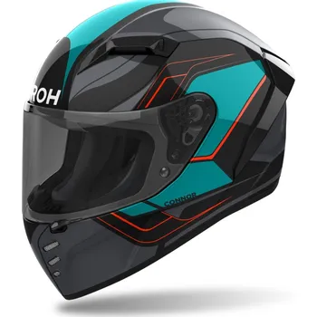 Helma na motorku AIROH přilba CONNOR Dunk lesklá černo-tyrkysová 2025 - L