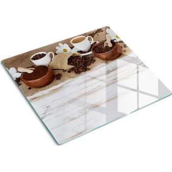 Obraz Skleněná kuchyňská deska na servírování s grafikou Šálek kávy 60x52 cm
