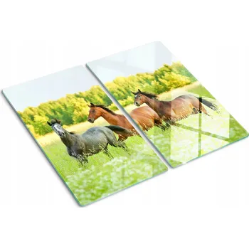 Obraz Skleněná kuchyňská deska na krájení s grafikou Koně v cvalu 60x52 cm