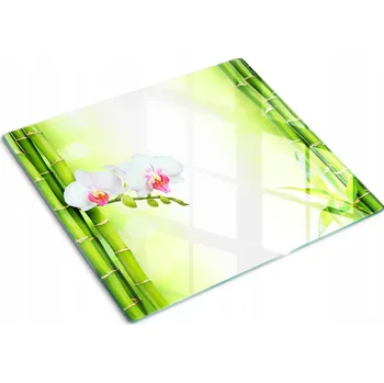Obraz Skleněná kuchyňská deska na krájení s grafikou Orchidej a bambusu 60x52 cm