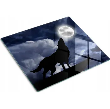 Obraz Krájecí deska grafika Vylící vlk úplněk 60x52