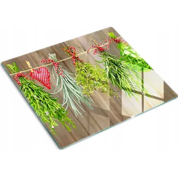 Obraz Dekorativní Deska z Tvrzené Sklo na Krájení Bylinkový Provázek 60x52 cm