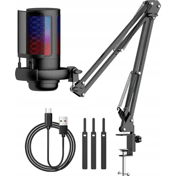 Mikrofon USB HERNÍ MIKROFON K POČÍTAČI S POP-FILTEREM A FUNKCÍ TLUMENÍ HLUKU