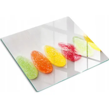 Obraz Deska z Tvrzené Sklo s Ozdobným Vzorem Barevné Želé Bonbóny 60x52 cm