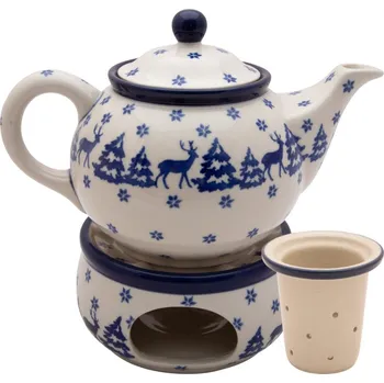 Konvice na čaj Konvice Ceramika Artystyczna Bolesławiec vzor 1931 Vánoční SOBI Liana kamenina 0,8 l