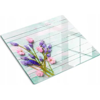 Obraz Ozdobná Skleněná Deska na Krájení a Servírování Levandule na prknech 60x52 cm