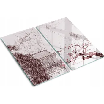 Obraz Multifunkční Dekorativní Skleněná Deska do Kuchyně - Čínská Krajina 60x52 cm