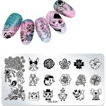 Přípravek na nehty Šablona / Destička na nehty pro zdobení nehtů - Vzor OM-D24