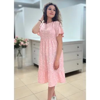 Těhotenské šaty Mama L'amour Těhotenské a kojící šaty 3v1 Jasmine světle růžové s drobnými bílými kvítky Velikost: L