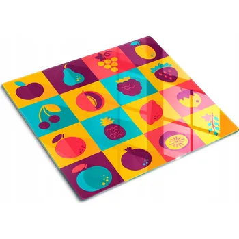 Obraz Tvrzené Skleněné Prkénko do Kuchyně s Dekorativní Grafikou Ikony Ovoce 60x52 cm