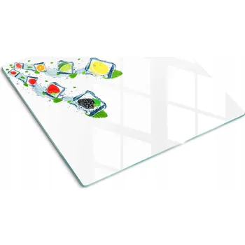 Obraz Dekorativní skleněná deska na krájení Nakrájené ovoce na kostičky 60x52 cm