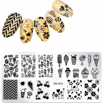 Přípravek na nehty Šablona / Destička na nehty pro zdobení nehtů - Vzor OM-D02