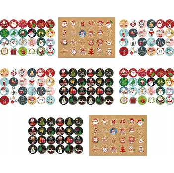 samolepka Sada vánočních samolepek, 8 archů po 24 Samolepky – vánoční motivy