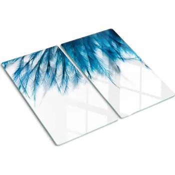 Obraz Stylová a Odolná Skleněná Prkénka s potiskem Modrá pírka 2x30x52 cm