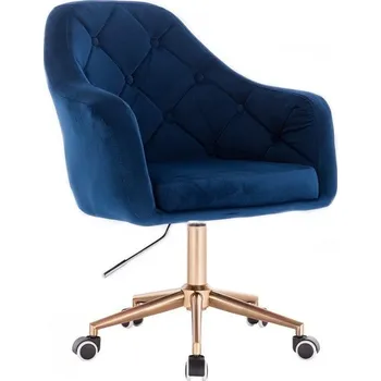 Jídelní židle LuxuryForm DESIGN Kosmetické křeslo ANDORA VELUR na zlaté podstavě s kolečky - modré