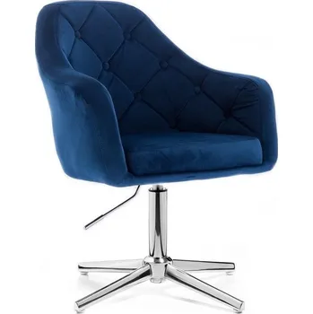 Jídelní židle LuxuryForm DESIGN Kosmetické křeslo ANDORA VELUR na stříbrném kříži - modré