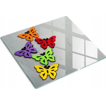 Obraz Odolná a stylová kuchyňská skleněná deska s motivem Barevné motýli 60x52 cm